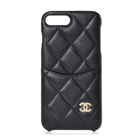 CHANEL Caviar Quilted iPhone 8 Plus Coco Tech Case Black 